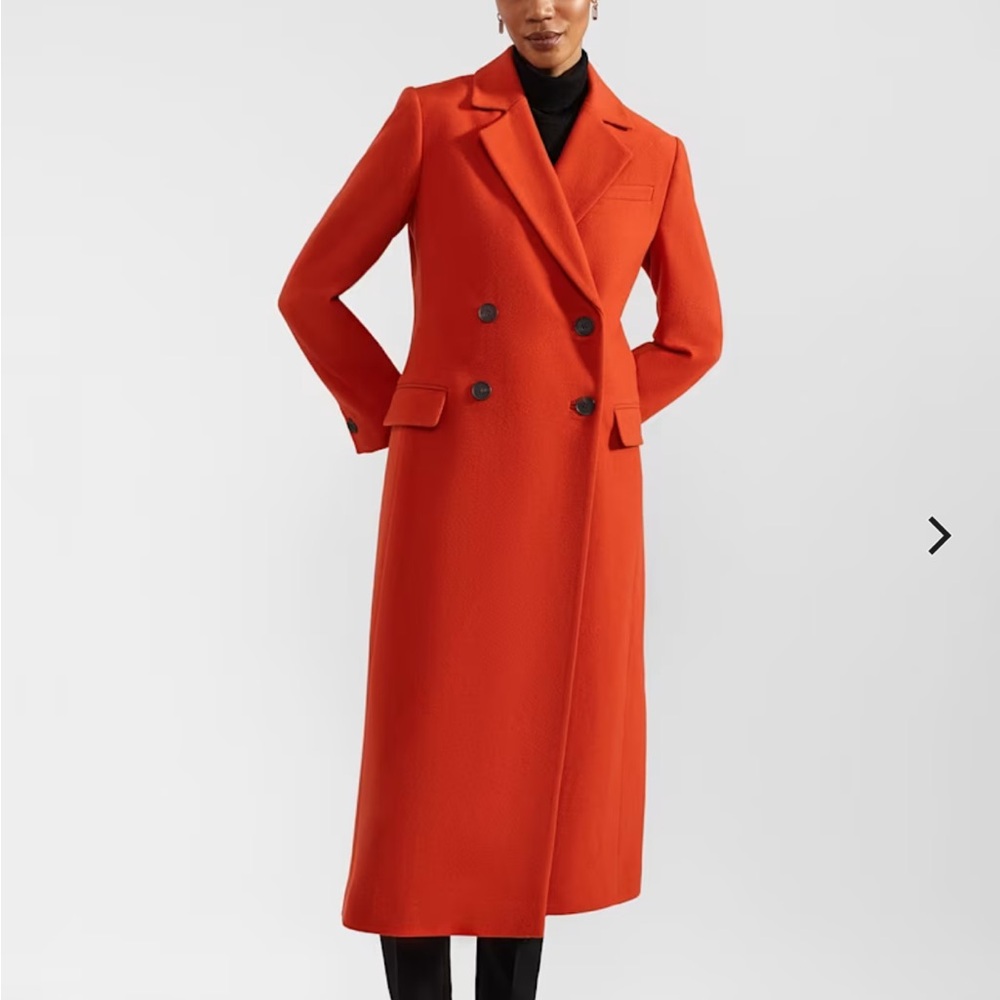 NWT Classic Hobbs Ladies Premium Mireya Double-Breasted Orange Wool Blend Coat